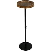 Tmore Small Pedestal Side Table,Drink Table for Small Spaces and Modern Decor,Round End Table with Metal Base,Walnut & Black