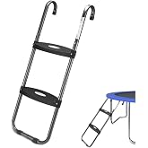 HBTower 2-Step Trampoline Ladder with Wide Flat Steps for Kids/Children | Trampoline Accessories with Skid-Proof Steps, Trampoline Stairs Universal Hook Fit, 220 LBS Capacity, UV-Treated Steel