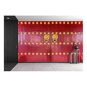 Chinese Temple Red Door - Canvas Art Wall Decor - 66" x 96" x 4pc