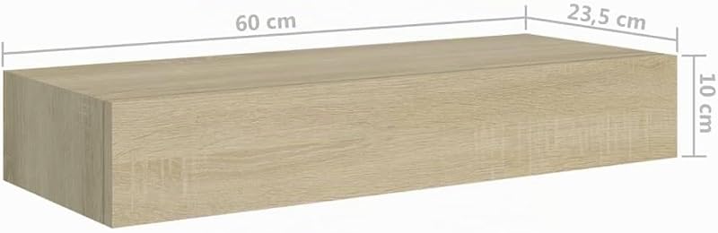 2X Prateleira de Parede Gaveta Prateleira de Armário Prateleira Flutuante Sala de Estar Sala de Sala Livros Moldura Foto Carvalho Cor MDF 60x23,5x10cm — foto 4 de 8