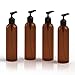 BPA-Free Amber Plastic Bottles w/Black Lotion Pumps (Pack of 4) - Ideal for All Natural Body Wash - Lotion - Shampoo - Conditioner - Essential Oil Blends - Cold Pressed Oils - Lubricant|Massage Oils