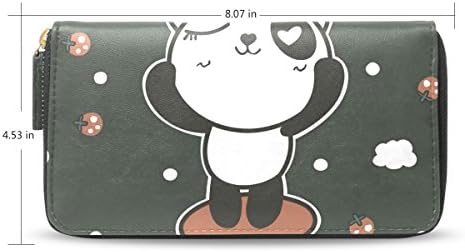 Women Long Credit Card Holder Zipper Clutch Wallet Purse, Love You Panda Pattern