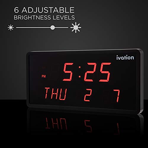 Ivation Big Oversized Digital Blue LED Calendar Clock with Day and Date