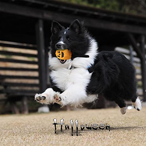 Halloween Dog Toys for Small Dog, 2pcs Dog Teething Toys for Puppy Aggressive Chewer, in Cute Pumpkin and Bat Shaped, Soft Plush Dog Stuff Chew Toy for Puppies Playing