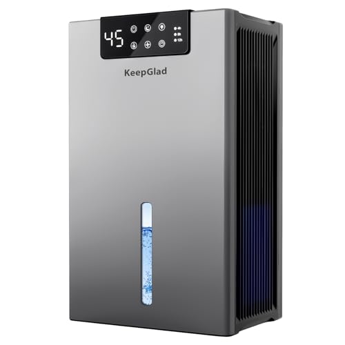 Photo 1 of KeepGlad Dehumidifier, 98OZ Dehumidifiers for Home(1000sq.ft), Humidity Display Dehumidifier for Basement Bathroom Bedroom, Auto Shut Off, Washable Filter, Drain Hose, Timer, 7 Ambient Lights, Gray (FACTORY SEALED)