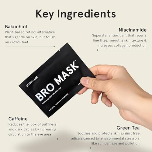 BRO MASK Under Eye Patches for Men with Hydrogel (6 pairs) - Anti-Aging Korean Eye Masks for Dark Circles and Puffiness- Puffy Under Eye Treatment - Perfect Skin Care Stocking Stuffers for Men