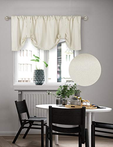 Home-Queen-Tie-Up-Shade-Curtain-Valance-Window-Treatment-for-Living-Room-Adjustable-Balloon-Rod-Pocket-Drape-Valance-Set-of-1-54-X-18-Inch-Beige