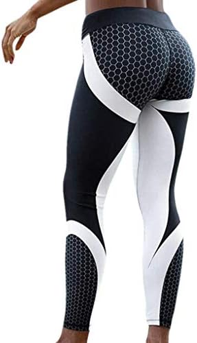 Kstare Womens 3D Print Yoga Running Pants Gym Leggings Tights Fitness Sports Athletic Trousers (L, Black)