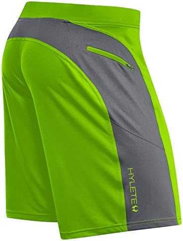 helix flex-knit integrated pocket short - neon green/cool gray - XS