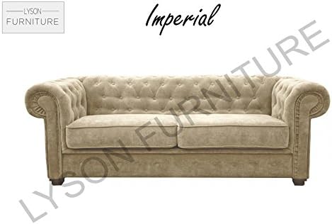 Lyson Furniture IMPERIAL 3+2 Sofa Set (CHESTERFIELD) Fabric (Cream)