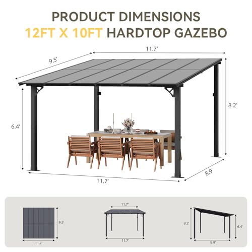 Aoxun 12'x10' Wall-Mounted Gazebo Review: Sloped-Roof Pergola with UV Protection image 28
