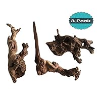 Hamiledyi 3 Pcs Natural Driftwood Branches Reptiles Aquarium Fish Tank Decoration, Large