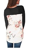 Women's Long Sleeve Floral Print T-Shirts Casual Blouse Tops Black X-Large