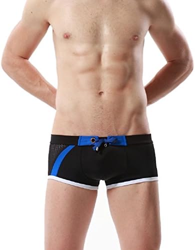 Topda123-Men's 2016 Fashion Gradient Color Net Swimwear Beach Swimsuit Boxer (XL, Black)