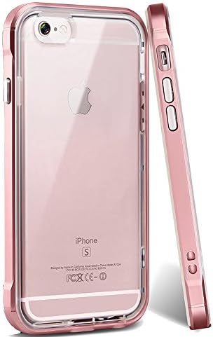 iPhone 6s plus Case, (Rose gold) PC Frame Crystal Clear Shockproof Soft TPU Dual Layer Hybrid Bumper Drop Protection Back Case for Apple iPhone 6/6s plus 5.5 inch