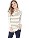 Allegra K Women's Dolman Sleeves Paneled Stripes Loose Tunic Top Brown XL
