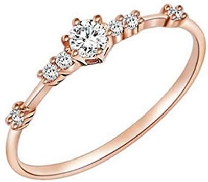 Phetmanee Shop Women 18K Rose Gold White Topaz Jewelry Wedding Proposal Ring Gift Size 5-10 (5)