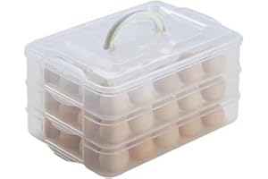 TIAN CHEN Egg Storage Container for Refrigerator, 3-Layer Deviled Egg Tray, Stackable Fridge Egg Organizer with Lid and Handle, Extra Large Holder, 60 Count Eggs Keeper(transparent 3 layer)