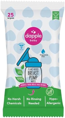 Dapple Baby Breast Pump Wipes, 25 Count, Fragrance Free, Plant Based ...