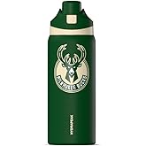 Hydrapeak x NBA Officially Licensed Milwaukee Bucks Oasis 32 oz Water Bottle with Chug Lid Push Button, Stainless Steel Water Bottle No Straw, 32 oz Insulated Water Bottle