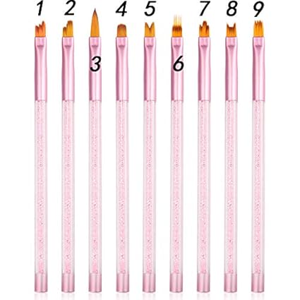 9 X Fine Dégradé De Manucure Kit De Pinceaux Peinture