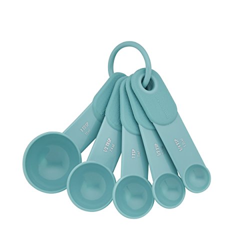 KitchenAid Plastic Measuring Spoons, Set of 5, Aqua Sky