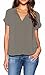 LILBETTER Women Deep V Neck Chiffon Casual Blouse Tops Shirt(Geay,Small)