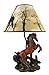 Brown Stallion Horse Table Lamp W/Nature Print Shade