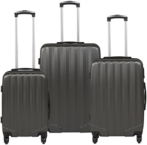Hardshell 3 Piece Luggage Set Spinner Travel Bag W/ TSA Lock- Gray
