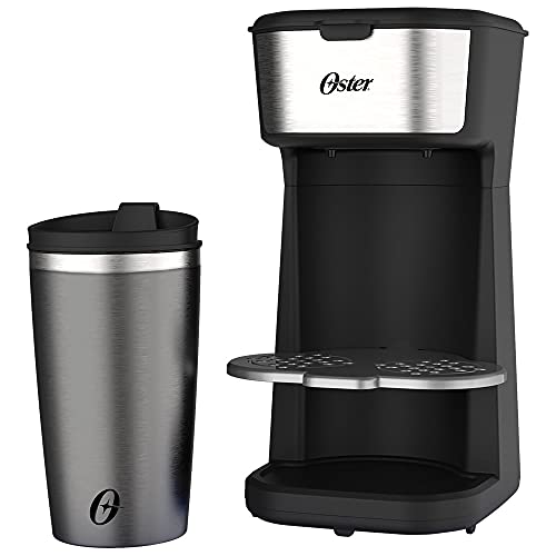 Oster Cafeteira 2Day Inox 2 em 1 com Copo Térmico, 220V, Preto/Inox, 600W, OCAF200