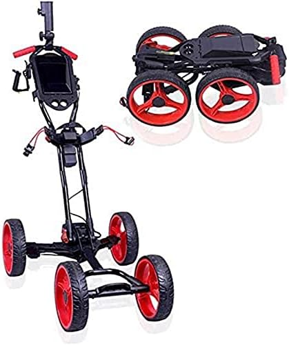 Golf Push Cart Lightweight Electric Golf Push Cart, 4 Wheels Folding Golf with Scorecard Holder and Umbrella Holder, One Second to Open and Close Golf Pull Cart Golf Push Cart Lightweight Electric Golf Push Cart, 4 Wheels Folding Golf with Scorecard Holder and Umbrella Holder, One Second to Open and Close Golf Pull Cart