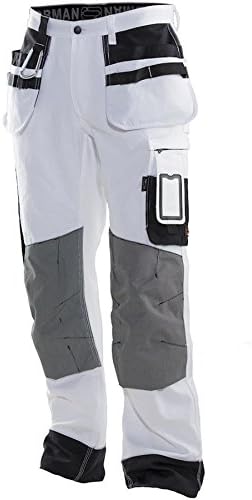 Jobman 217119-1099-C48 Painter Trousers with Hanging Pockets in White/Black Size C48