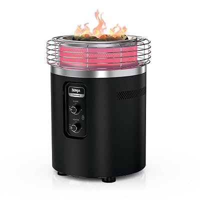 Ninja Fireside360™ Outdoor Heater & Fire Pit | 3 Modes: Flame, Heat, Flame & Heat | Portable for Patio, Deck, Camping, Beach | Easy Control Smokeless Flames | Push to Start Ignition | Black | OF101BK