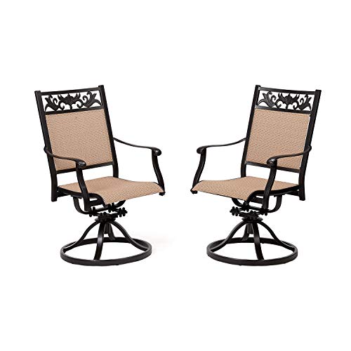 LAUREL CANYON Set of 2 Outdoor Patio Swivel Dining Chairs, High Back