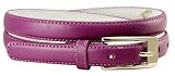 Women's Skinny Narrow Solid Color Genuine Leather Ladies Fashion Dress Casual Belt 3/4
