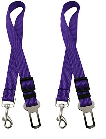Mary Paxton12 2 Packs Adjustable Pet Dog Cat Car Seat Belt Safety Leads Vehicle Seatbelt Harness Purple