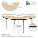 FDP Half Moon Activity School and Office Table (36 x 72 inch), Standard Legs with Ball Glides for Collaborative Seating Environments, Adjustable Height 19-30 inches - Maple Top, Black Edge, Sand Legs