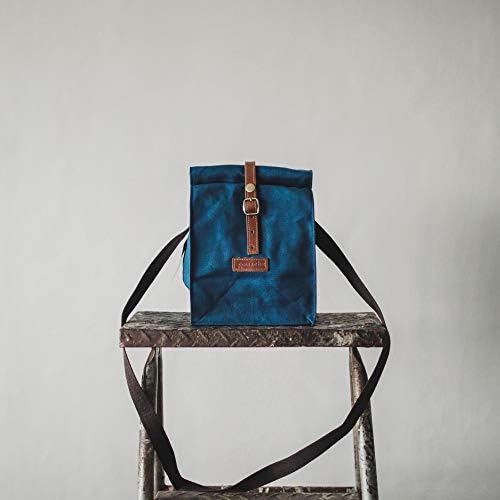 Handmade Waxed Canvas Lunch Bag | Water resistant lunch bags | Waterproof reusable picnic bag by Gouache (Royal Blue)