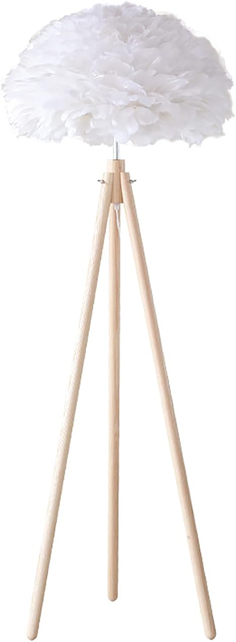 Amazon Co Jp Ledフロアランプ 白い羽の影が付いた木製のスタンディングランプ リビングルーム 寝室 読書室のピアノ学習テーブルの装飾に使用されます ホーム キッチン
