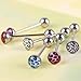 6Pcs Mixed Color Leopard Print Tongue Lip Ring Bar Stud Body Piercing Jewelry Random Colors