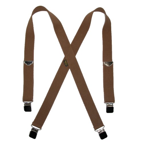 Welch Men's Elastic Clip End Double Face Suspenders, Tan