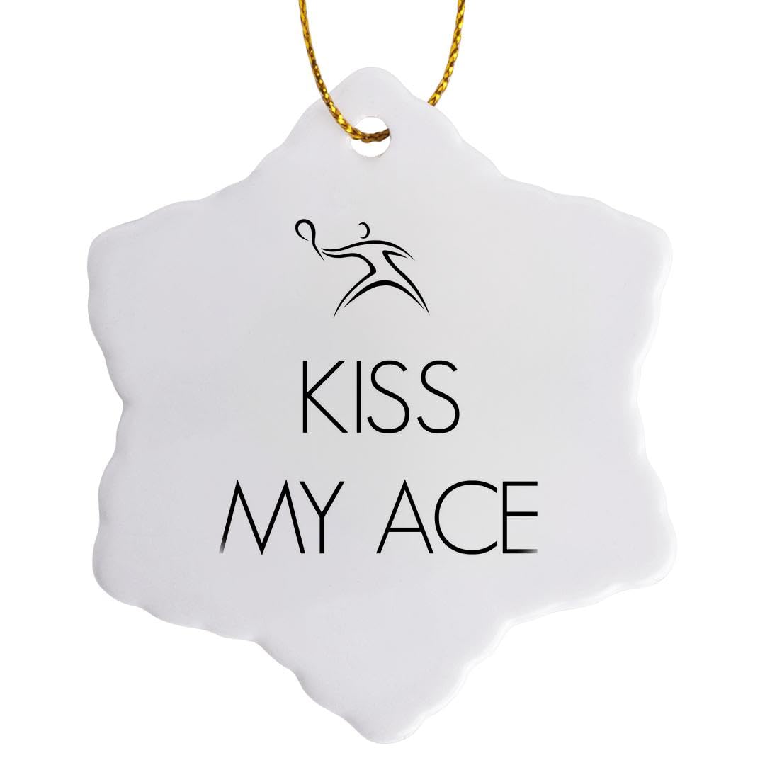 3dRose Kiss My Ace, White Snowflake Ornament, Multi-Colour, 3-Inch