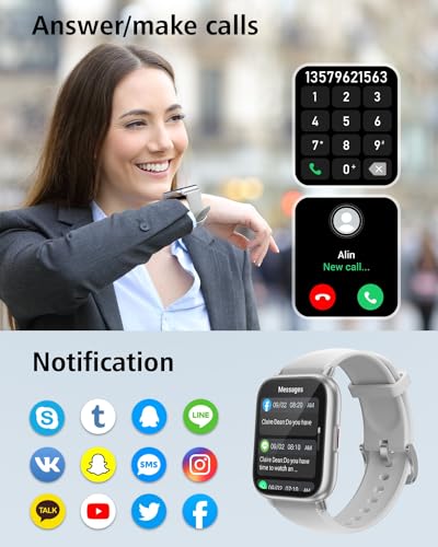 RUIMEN Smartwatch with Calls, Smart Watch Receive Call and Voice Assistant, Smartwatch Woman Man with Pedometer Blood Oxygen Waterproof IP68 100+ Sports Modes Activity Bracelet