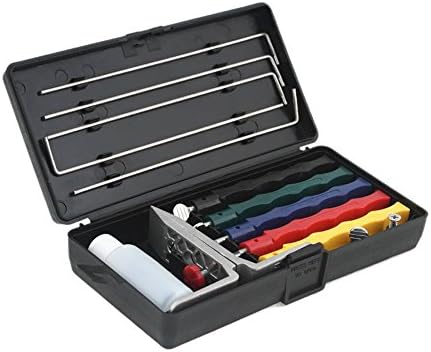 OutFans Standard Knife Sharpening System, with 5 Color-Coded Honing Stones, Extra/Coarse/Fine/Medium(Contain Instruction)