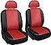 Oxgord 17pc Set PU Leather / Red & Black Auto Seat Covers Set - Airbag Compatible - Front Low Back Buckets - 50/50 or 60/40 Rear Split Bench - 5 Head Rests - Universal Fit for Car, Truck, Suv, or Van - FREE Steering Wheel Cover