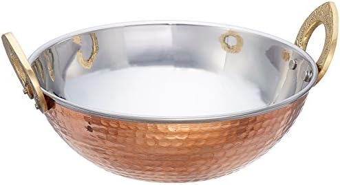 KaBi Copper Serving Karahi, 800ml/16.50cm, Reddish Brown
