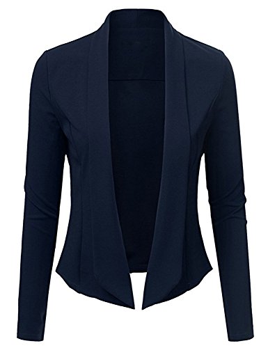 ARCITON Women's Lightweight Summer Long Sleeve Open Front Blazer Jacket Dark Blue M