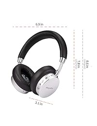 Auriculares con cancelación activa de ruido Bluetooth, auriculares HapGo con micrófono, bajos profundos, auriculares inalámbricos, todos de metal, sobre la oreja, cómodas almohadillas de proteínas, tiempo de reproducción de 30 h para PC Travel Travel Work