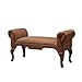Acme Furniture Aston Upholstered Microfiber Rolled Arm Bench in Chocolate