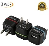 Wall Charger,[3 PACK]Single Port USB Plug,Portable Travel Adapter [CE,FCC,ROHS CERTIFIED],for iPhone SE / 6s / 6 / 6 Plus, iPad Air 2 Pro/mini 3,Galaxy S7 Edge S6 Edge / Edge+, Note 5, LG G5.[Black]